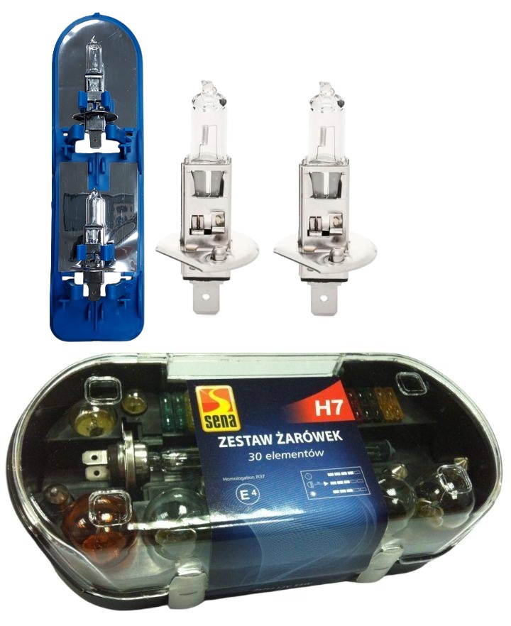 Zestaw 32 elementów: żarówki H7 halogen P21/5W P21W PY21W C5W R5W 2x H1