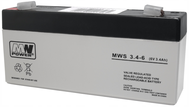 Akumulator Bateria Agm Vrla Mw Power Mws 3,4-6 6V 3,4AH MWS3.4-6 MWS3,4 3.4