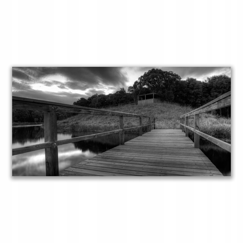 

Obraz z grafiką 120x60 Molo Czarno-Białe Jezioro