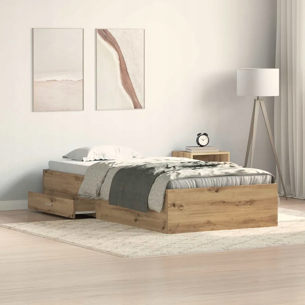 vidaXL Rám postele Artisanový dub 90 x 200 cm kompozitní dřevo