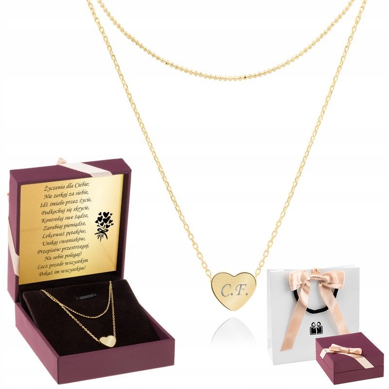 

Srebrny naszyjnik z sercem 925 Prezent z Grawerem