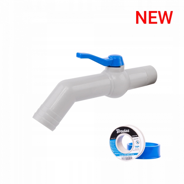

Kran Pp 45° 1'' na wąż 25mm dł 20cm taśma teflon