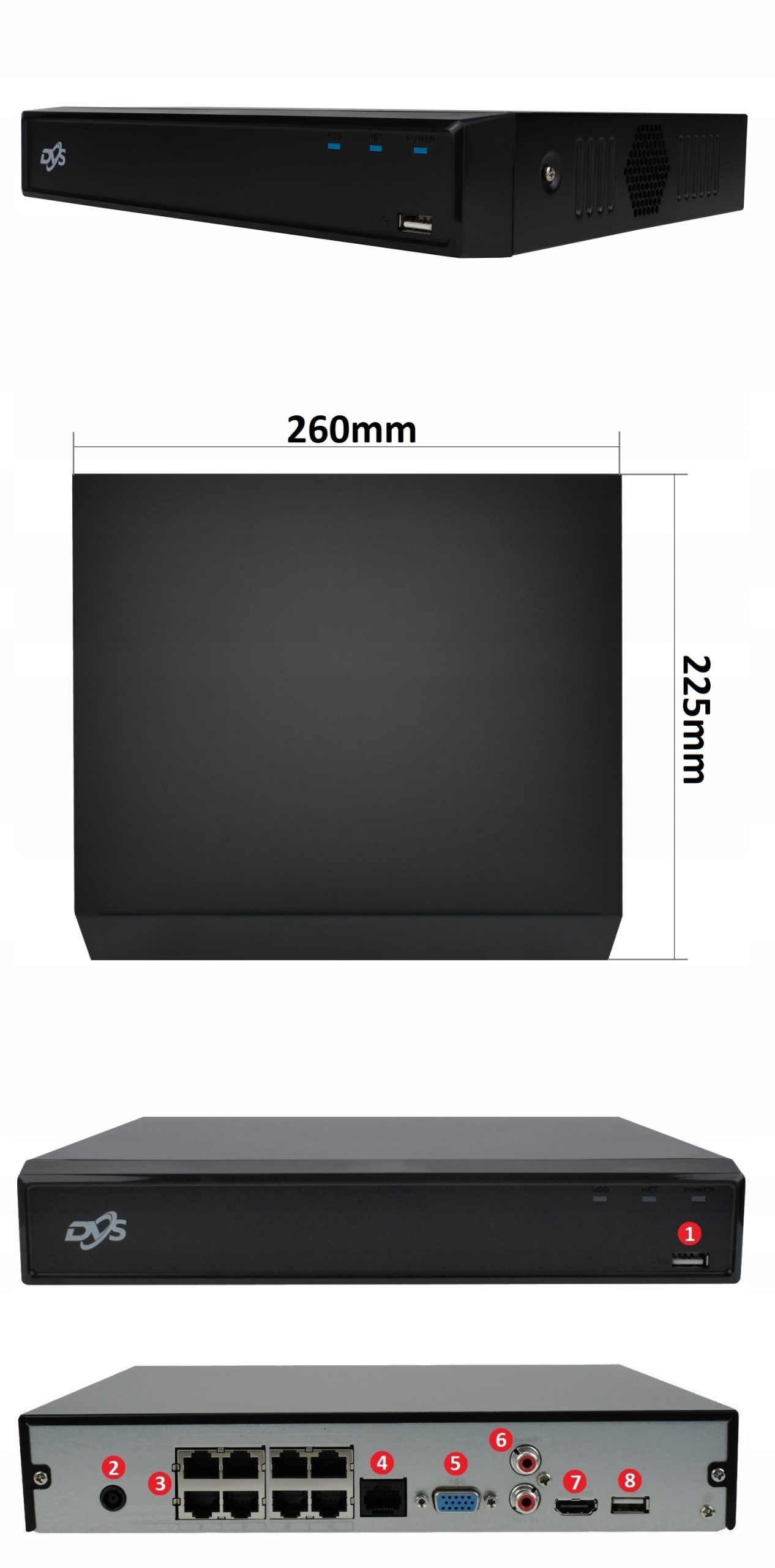 ZESTAW DO MONITORINGU DOMU 8 ZEWNĘTRZNE KAMERY IP POE 8Mpx MIKROFON 1TB DVS Stan opakowania oryginalne