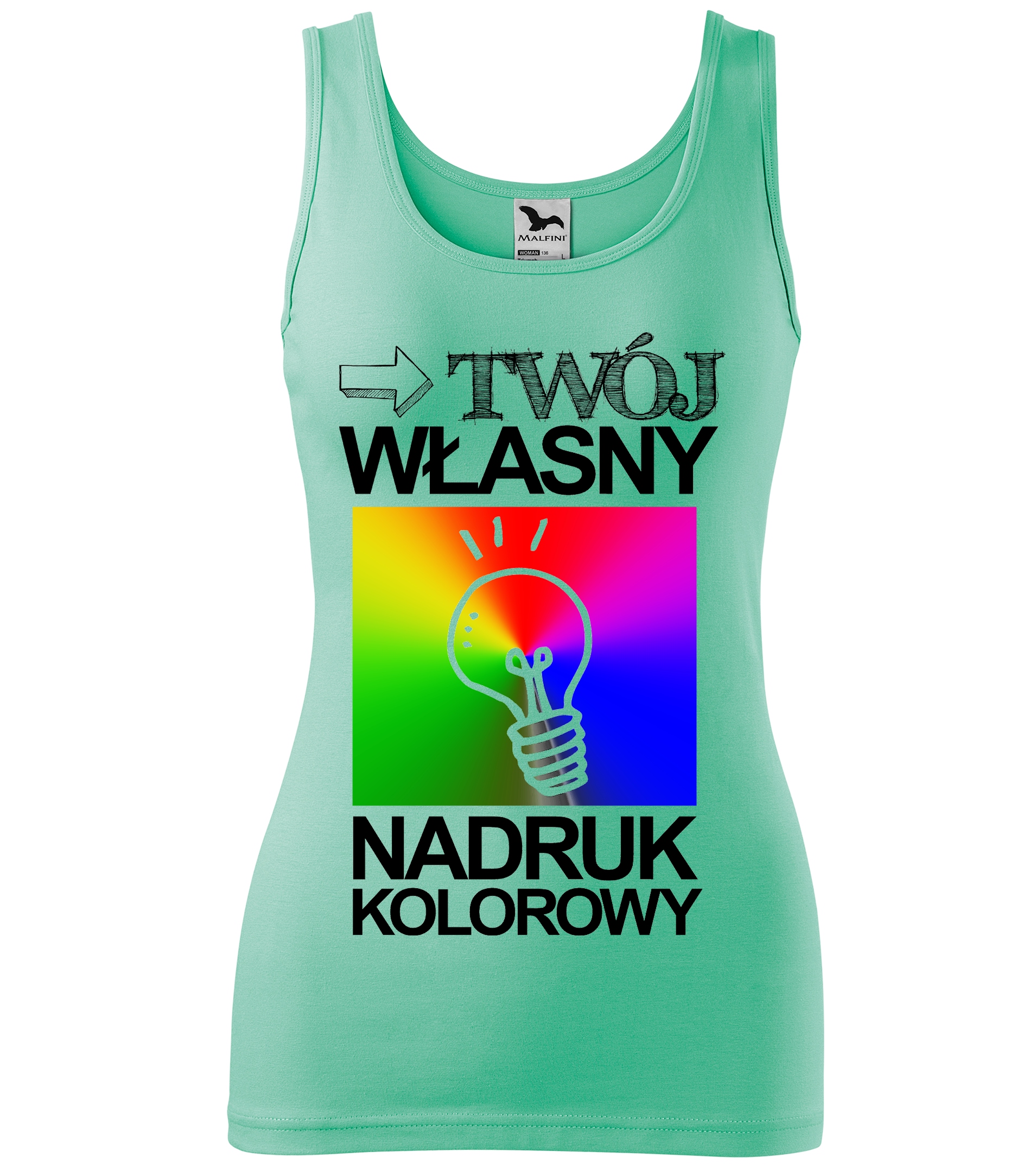 

Top Damski z Własnym Nadrukiem Grafiką S miętowy