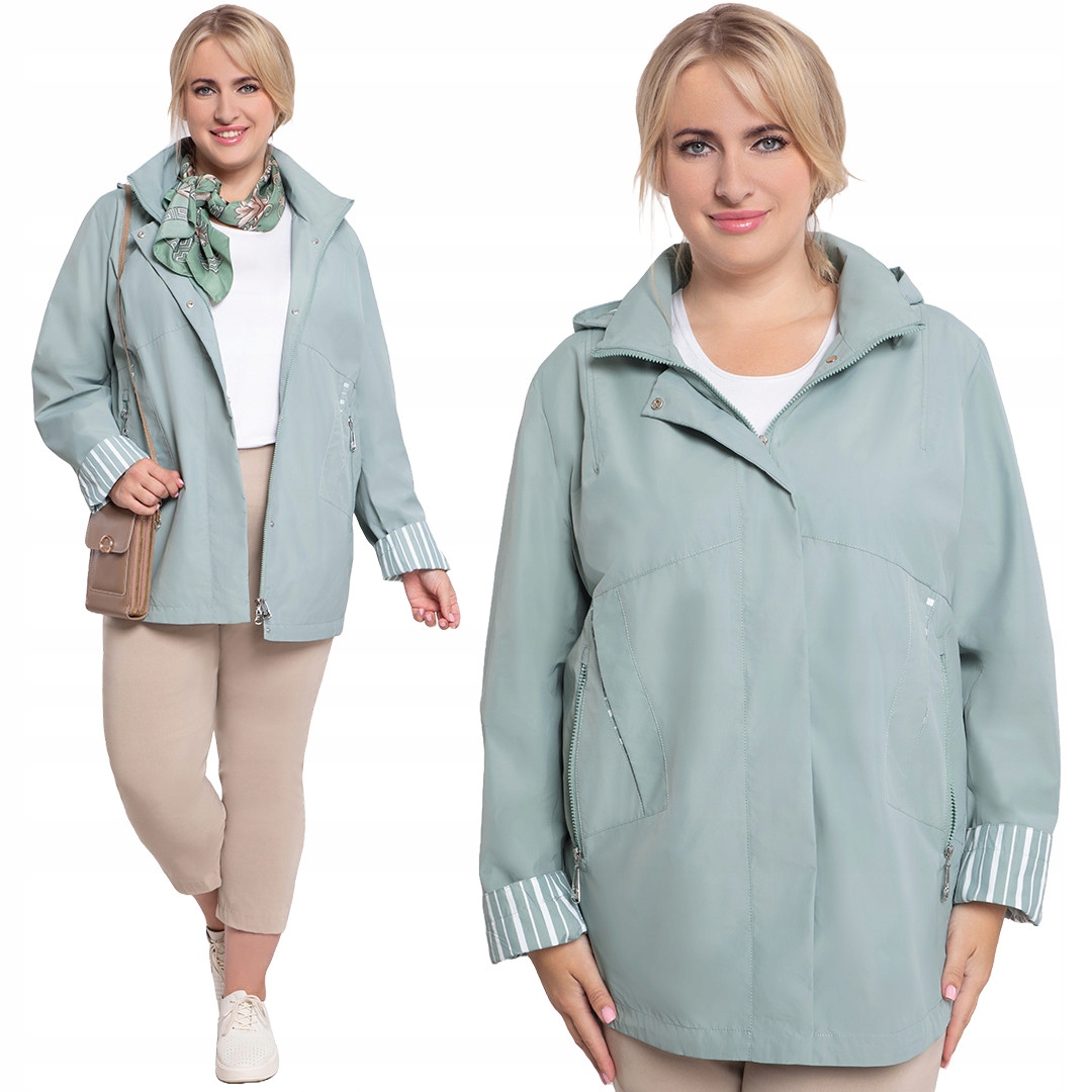 Světle zelená kapuce s pruhy plus size velikost 56