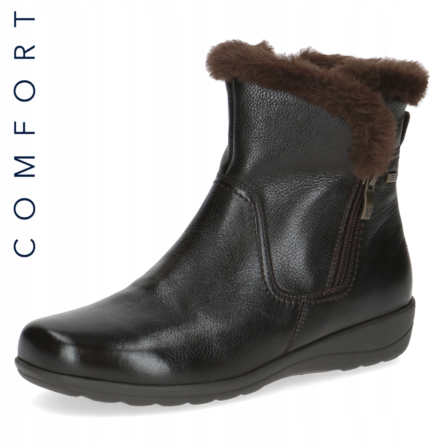 Caprice Kotníkové Boty Hnědé Vera Kožené Zateplené Na Zip [26459-43-337] vel.39