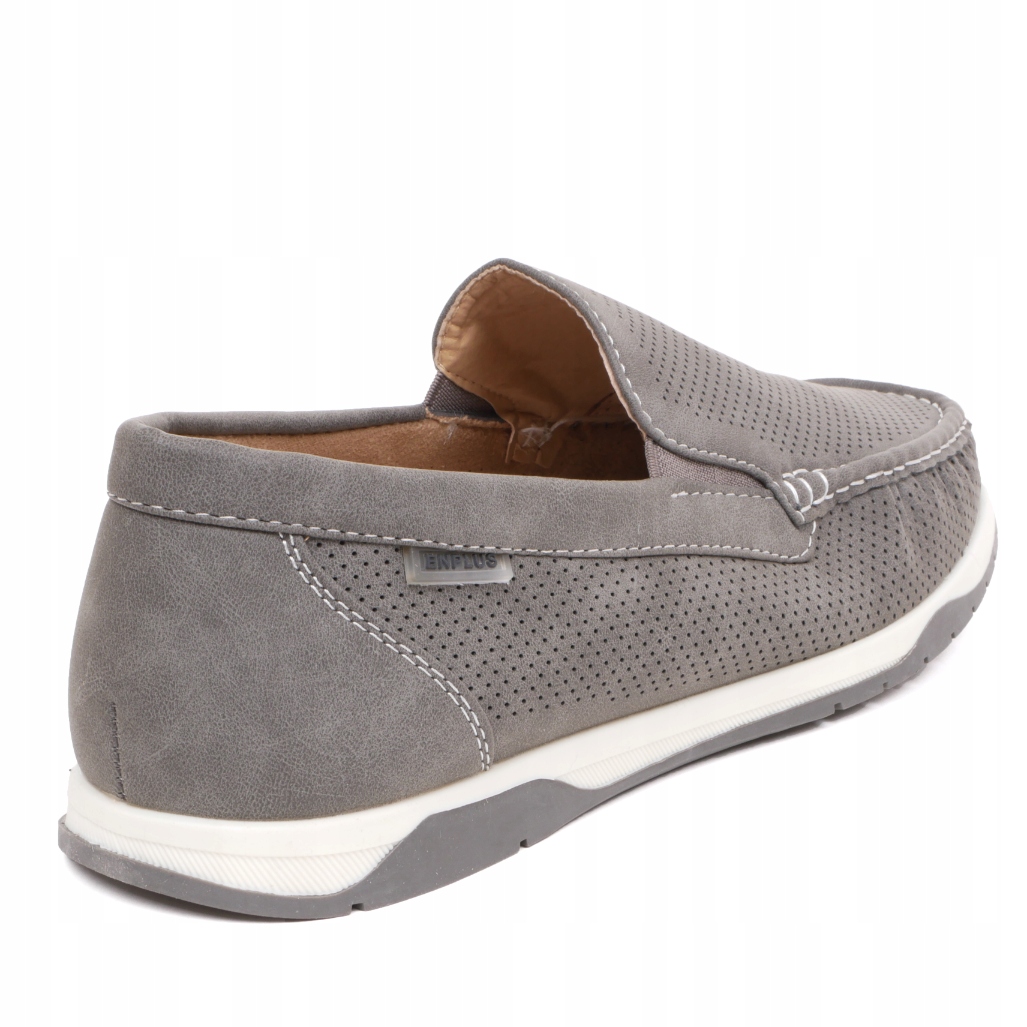Szare Mokasyny Męskie Półbuty Wsuwane Buty Ażurowe Wiosna Lato wkł. Skóra Płeć mężczyzna