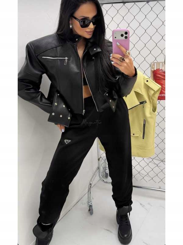 Kožená bunda Ramoneska La Milla Premium Černá Široký Pásek