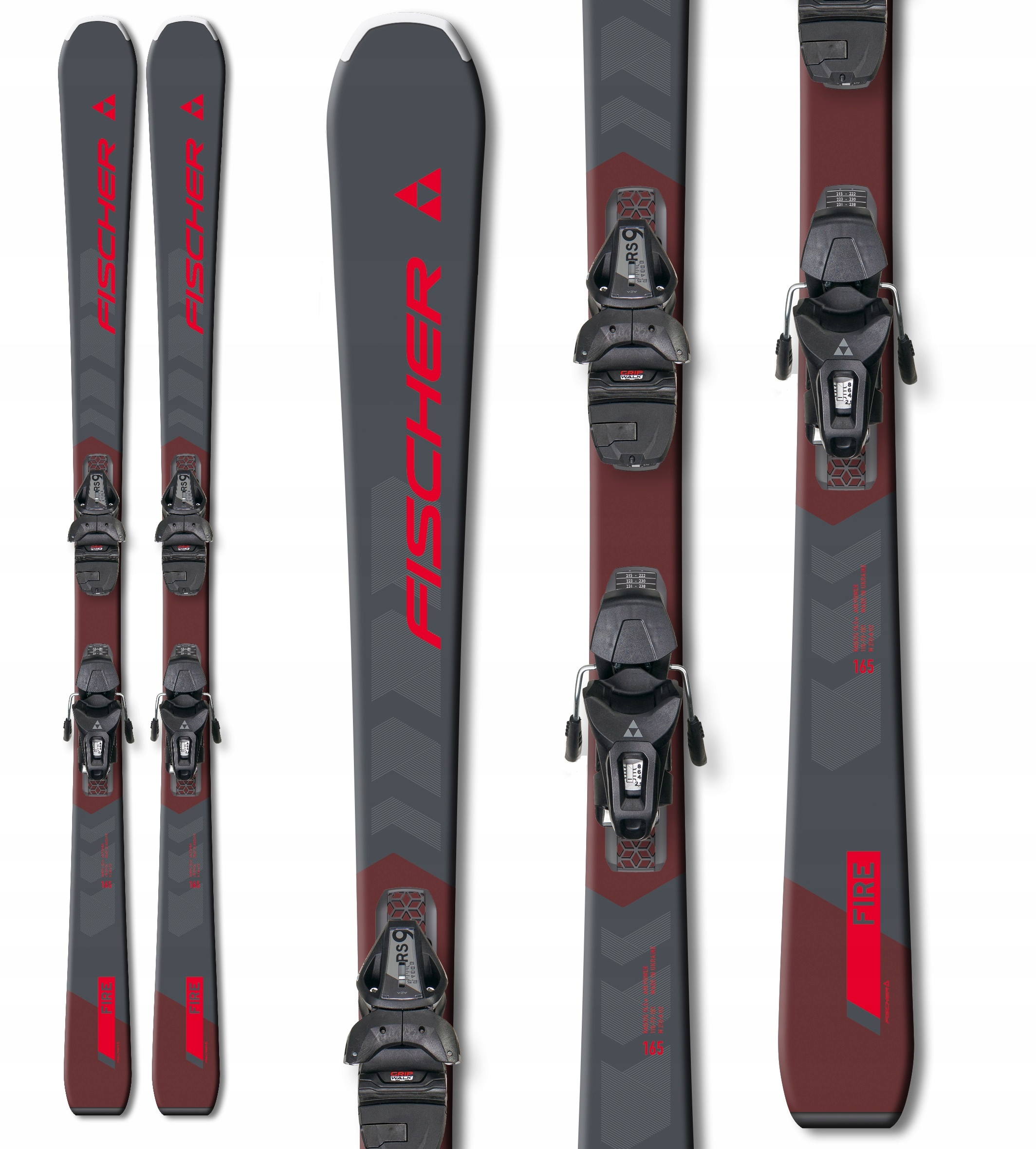 Narty zjazdowe męskie Fischer Rc Fire Slr Pro black red +wiązania 155 cm