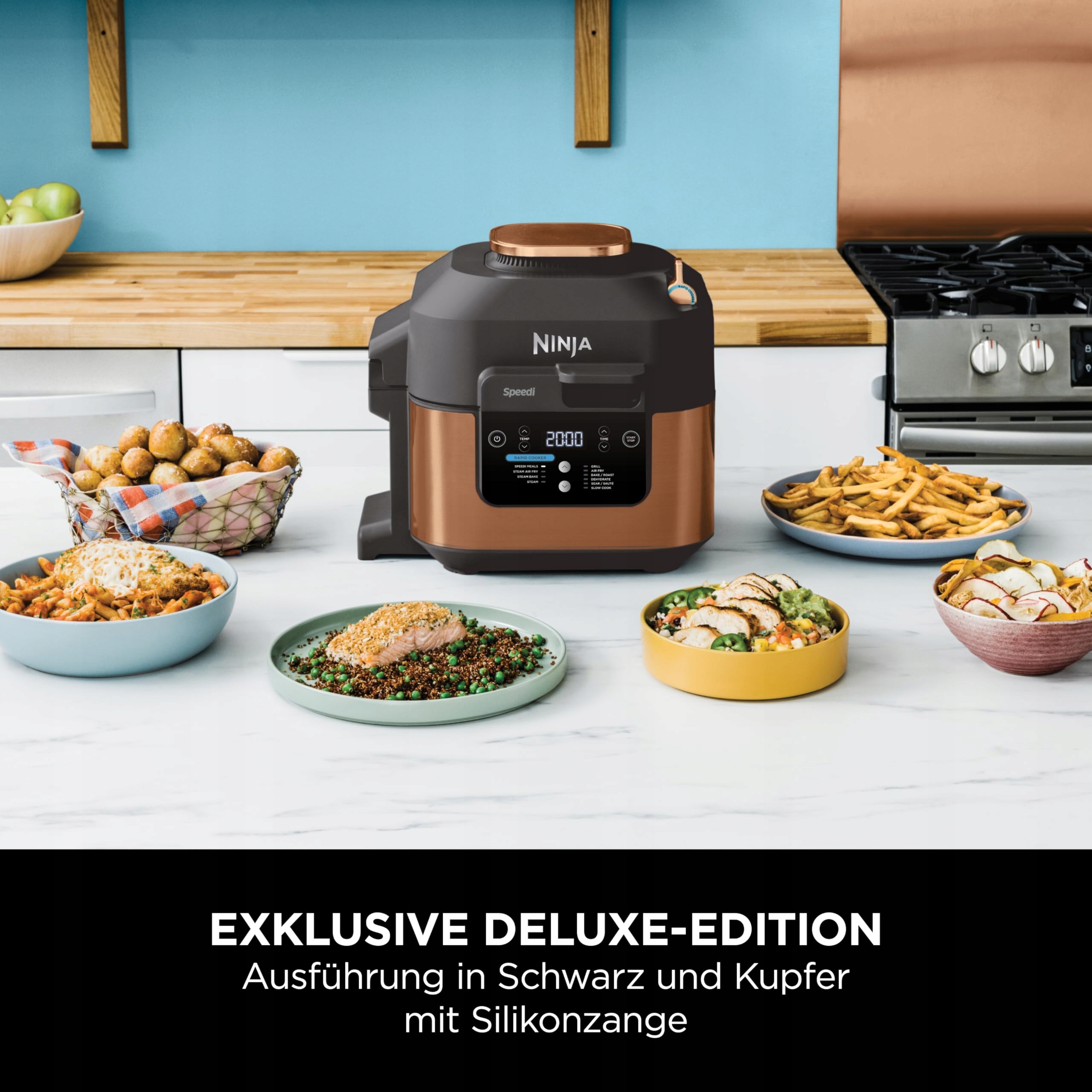 NINJA Speedi Multicooker 5.7L 10-in-1 Fryer Slow Cooker Grill Black Copper — miniatura 2