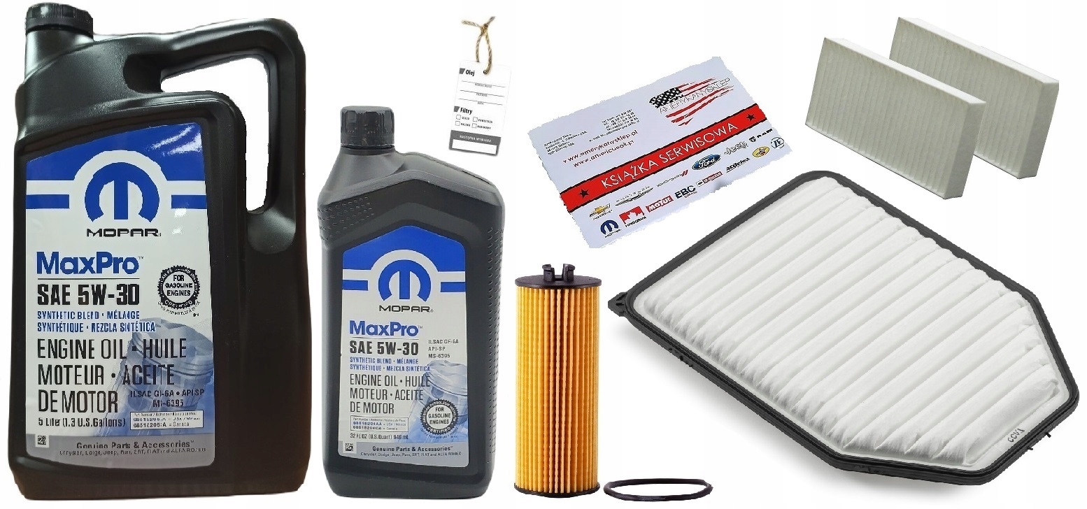 MOPAR 5W30 6L + FILTRY JEEP WRANGLER 3,6 2012