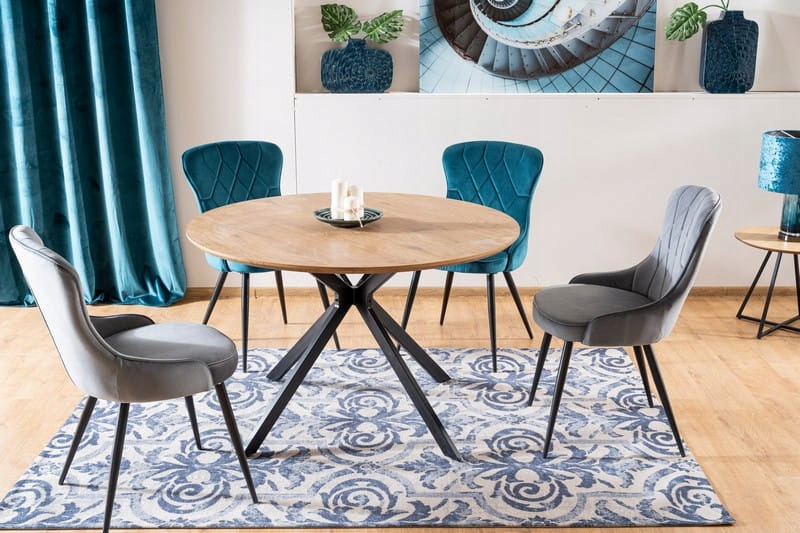 Stół okrągły ASTER 120x120 dąb/czarny loft SIGNAL Kolekcja Loft