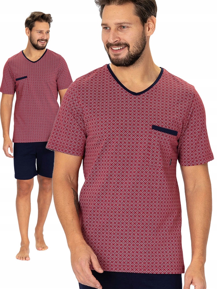 Hotberg Big Carl bordó komfortní pánská krátká pyžama 4XL