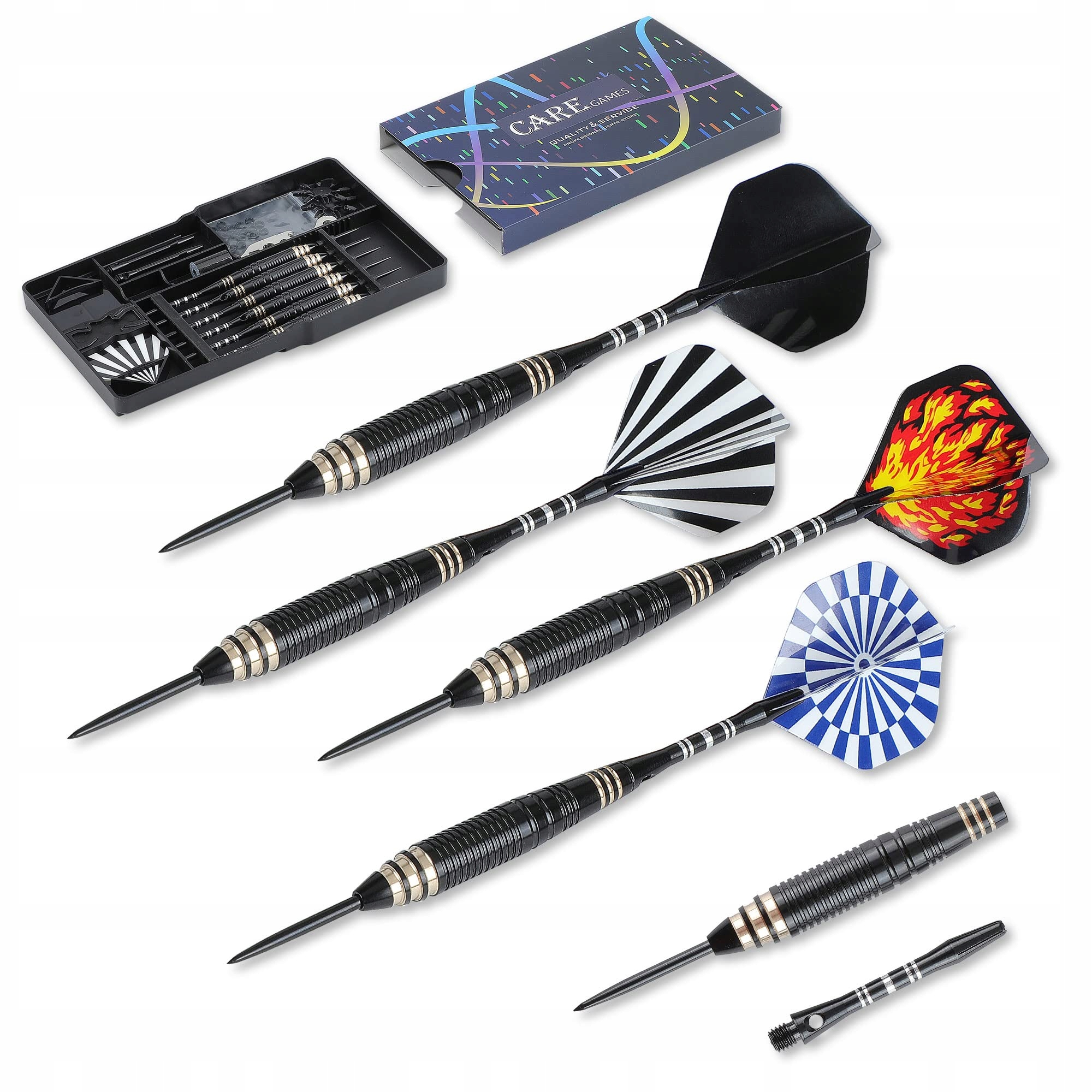 CAREGAMES Steeldarty Set: 6 Darts, 24g, Accessories, Gift Case, Black — miniatura 5
