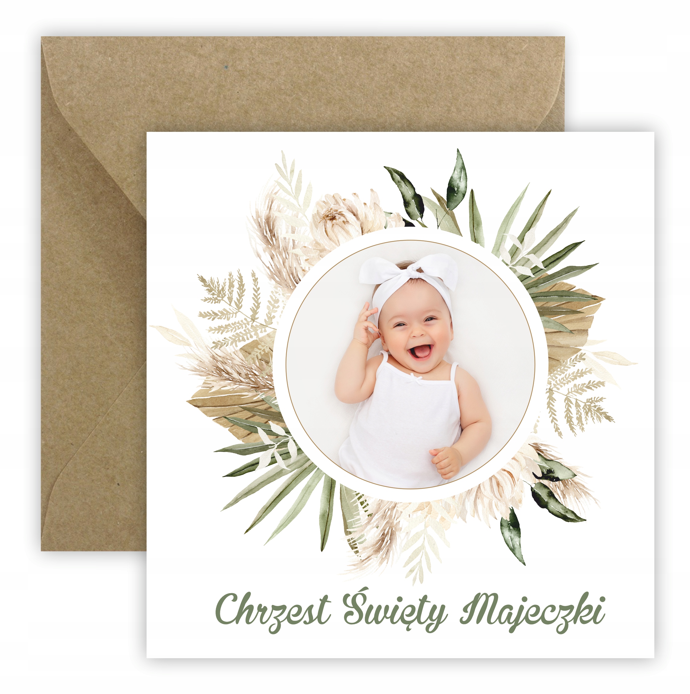 ZAPROSZENIA NA CHRZEST - ZE ZDJĘCIEM - BOHO - IMIĘ