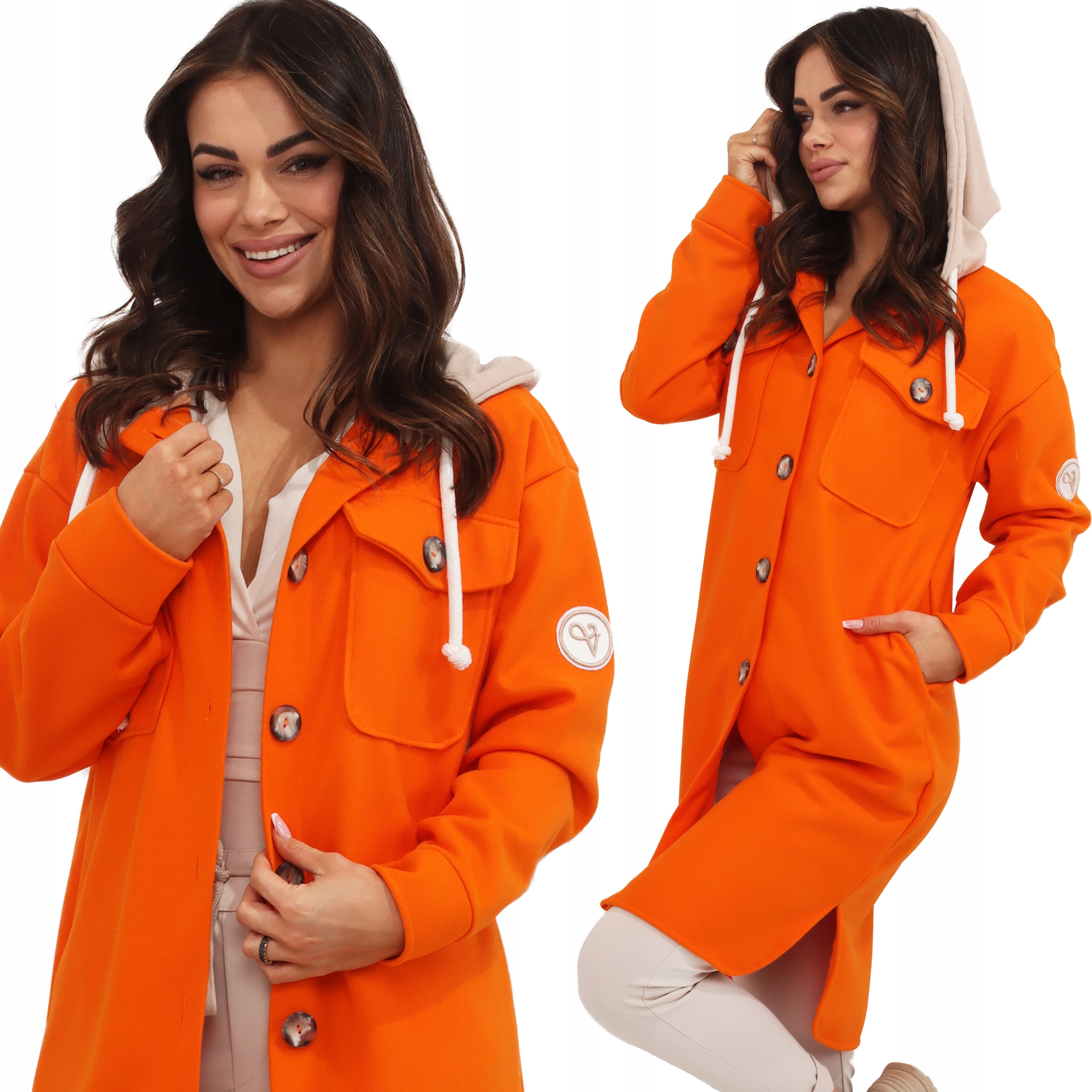 

Płaszcz Damski Kurtka Bluza Długi Kaptur 40 L Pom