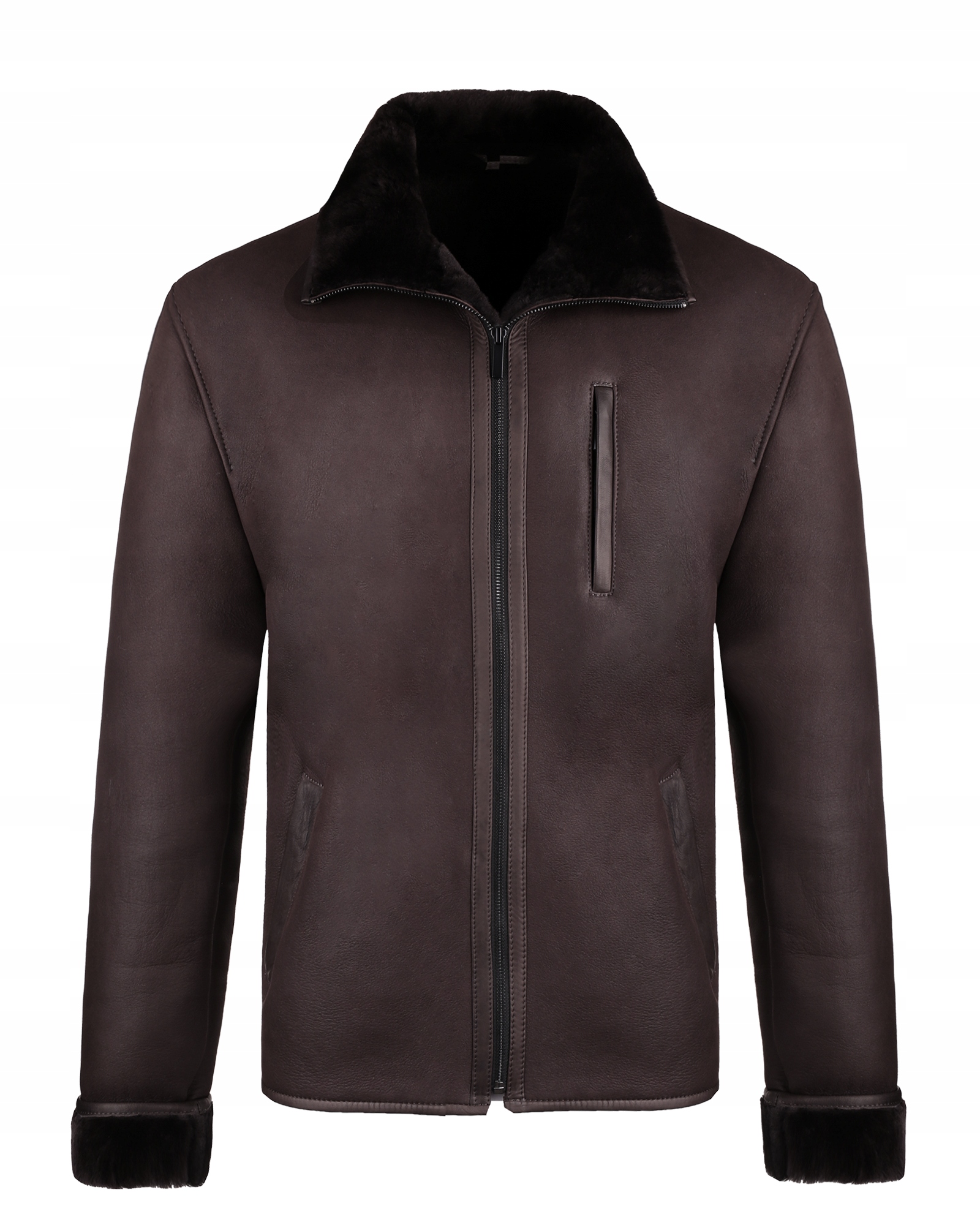 Klasický Kožený Kožich Pro Muže, Přírodní, Hnědý, Oblouk XXXL