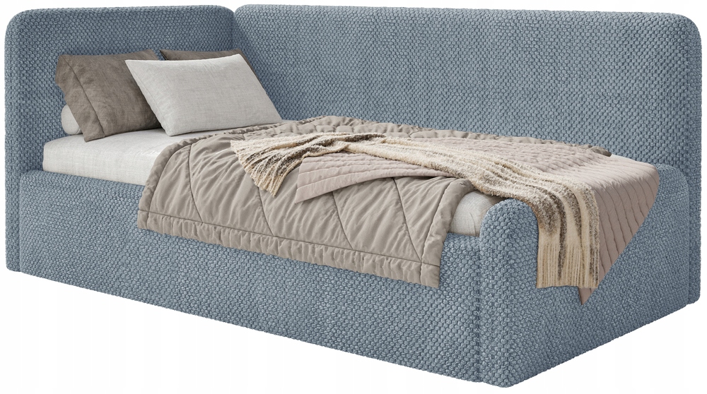 Postel pro mláděž 90x200 cm Fanklo modrá plyšová matrace levá