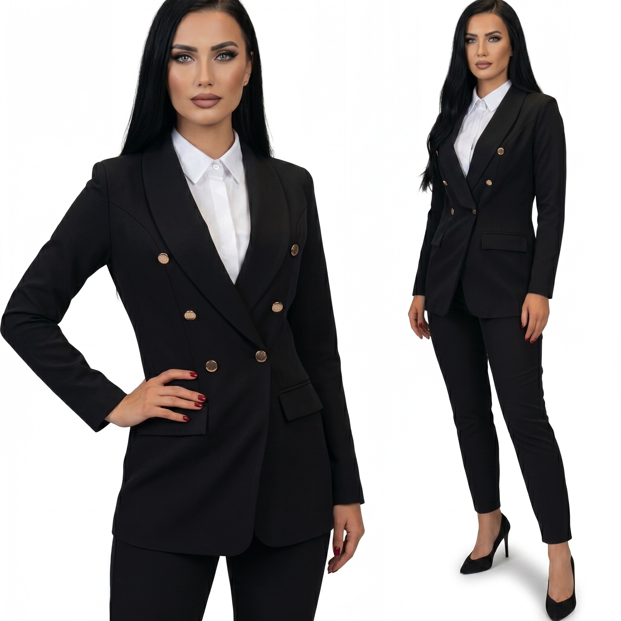 Dámský oblek Dámské elegantní Sako Černá XL
