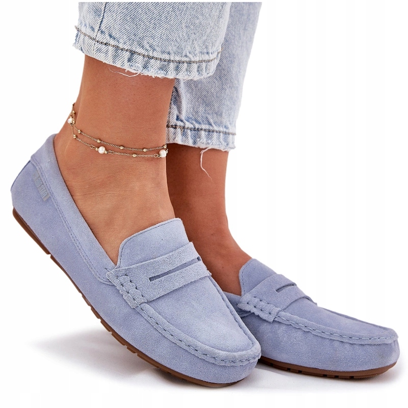 Dámské Mokasíny Z Přírodního Semiše Big Star RR274943 Modré 38