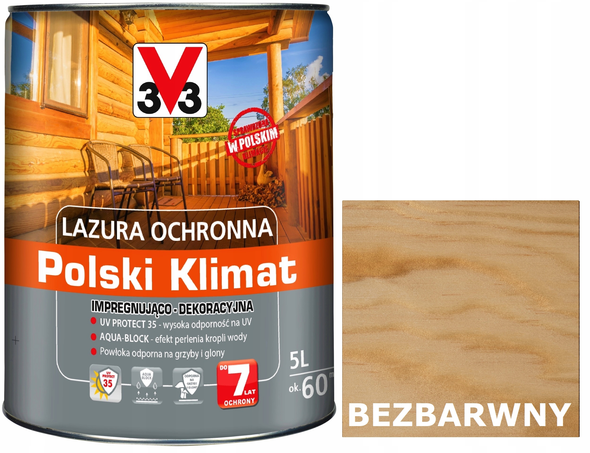 Lazura V33 Polský Klima 7 let Bezbarvá 5L