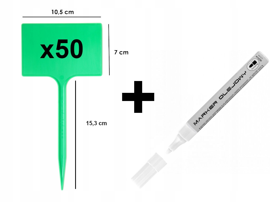 

Tabliczki zielone do opisu roślin 50 szt.+marker