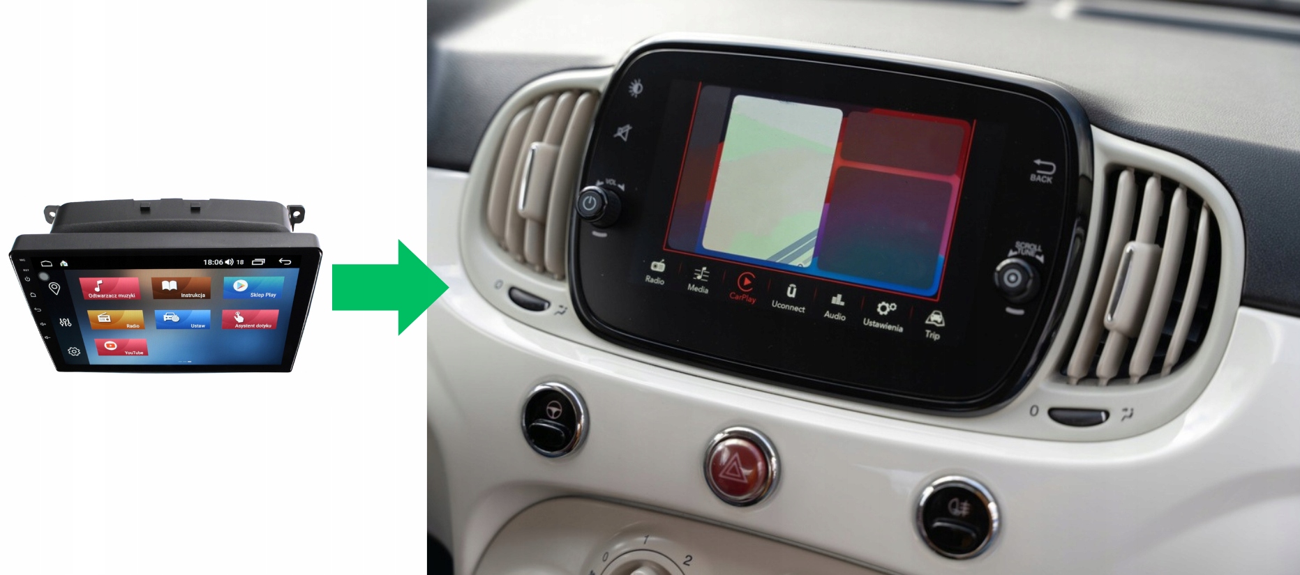 RADIO NAWIGACJA GPS FIAT 500 2016-2019 ANDROID Marka SMART-AUTO