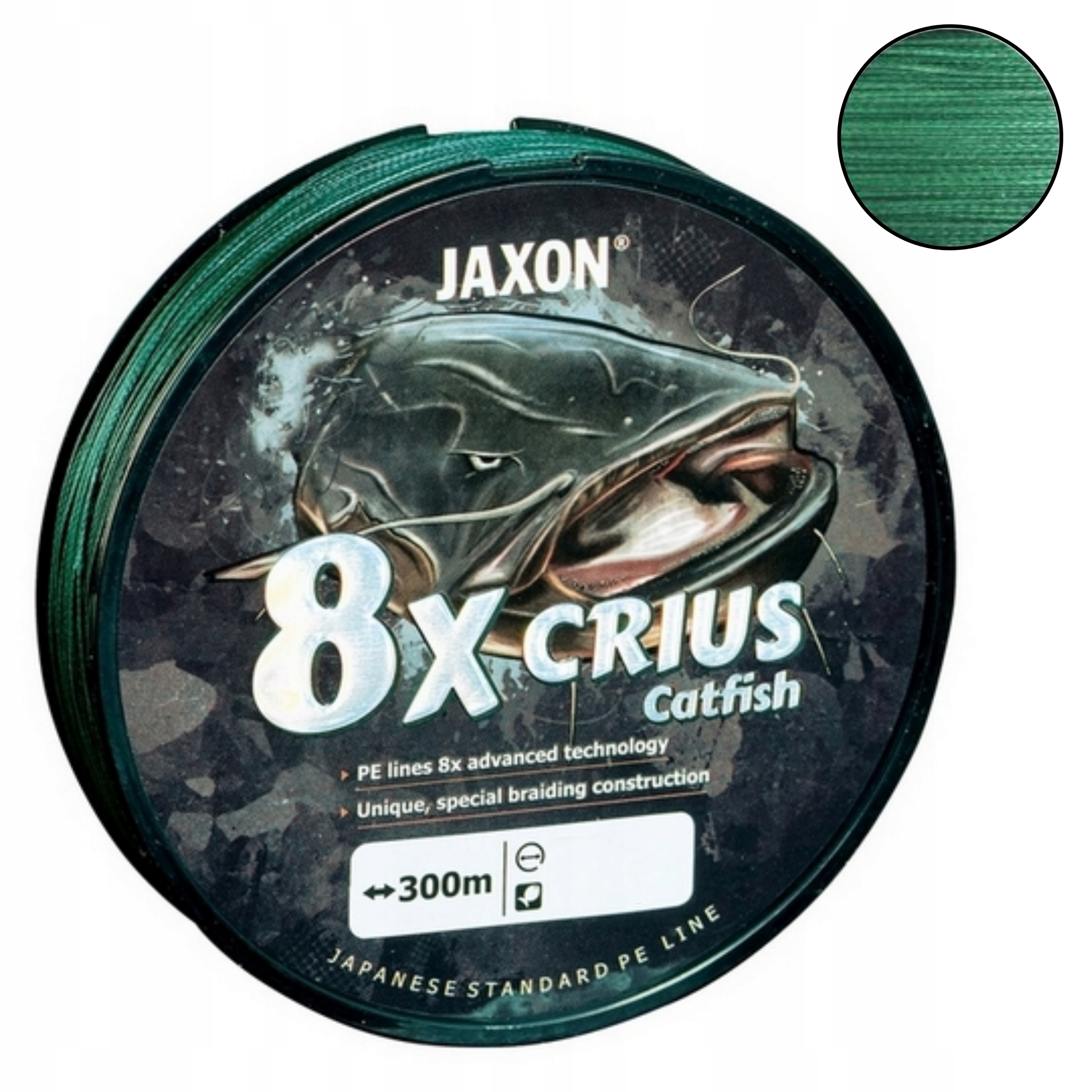Plecionka Sumowa Jaxon Crius 8X Catfish ośmiosplotowa Zielona 0,45mm 300m