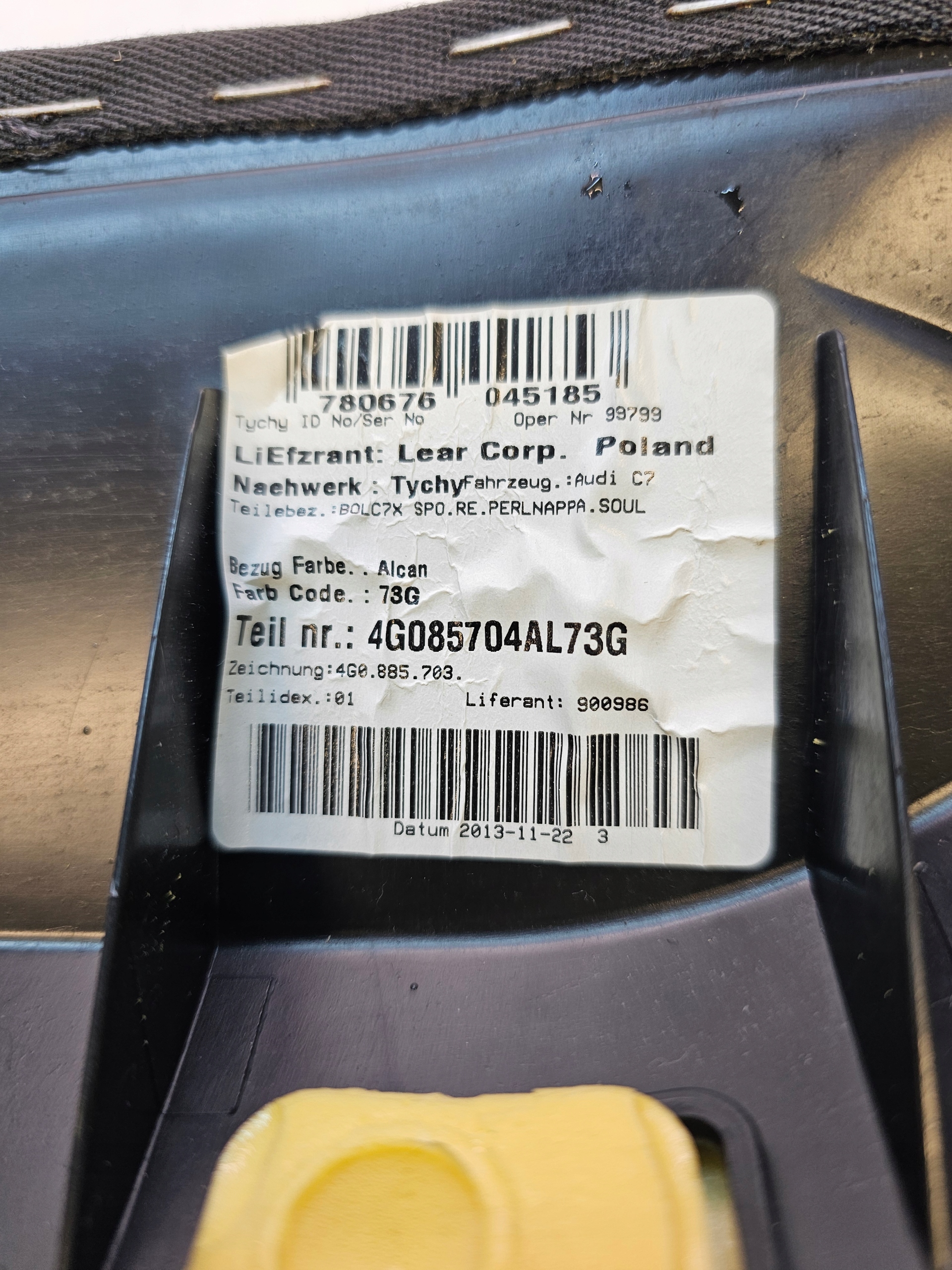 side rear seat right rear part leather AUDI A6 C7 4G085704AL