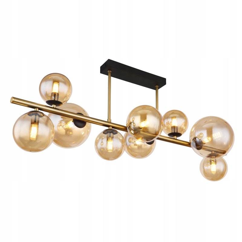 Závesná lampa Riha moderná Led sklo jantár čierno-zlatá