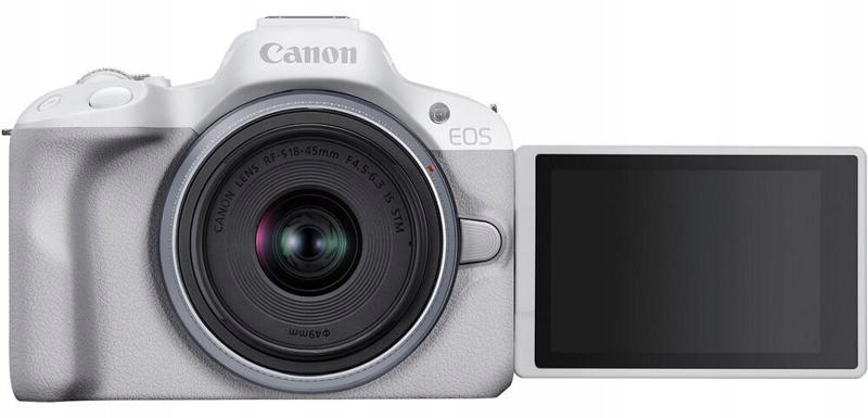Canon EOS R50 + RF-S 18-45 IS STM korpus + obiektyw biały Zdjęcia seryjne 14 kl./s