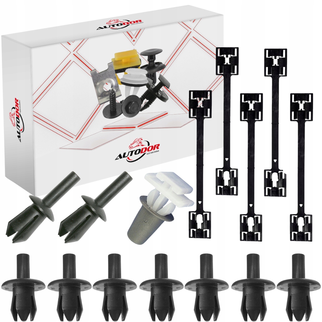 ZAFIRA VECTRA CORSA SPINKI KOŁKI WCISKI LISTWY PROGOWE ZEWNĘTRZNE ZESTAW 15