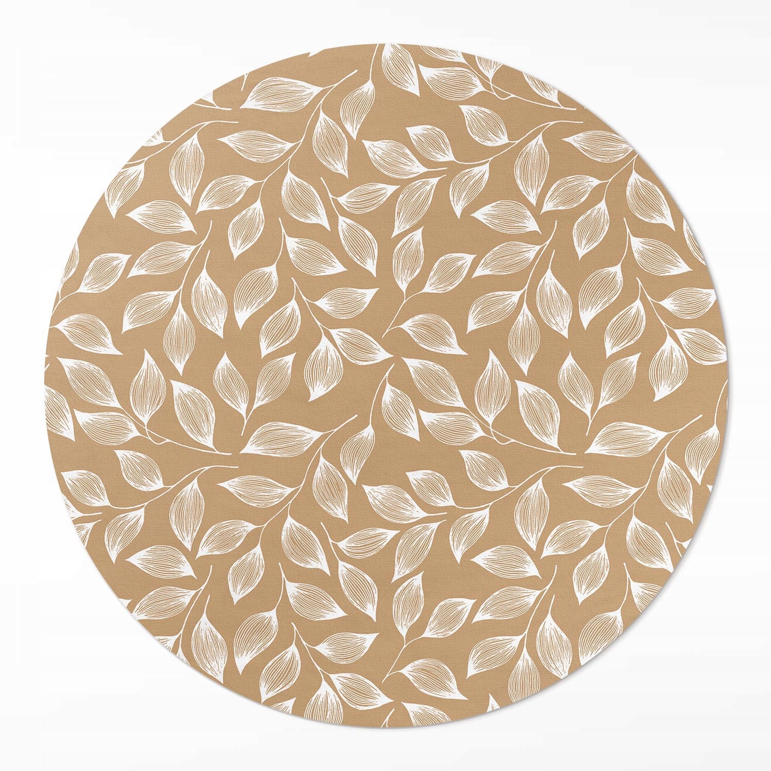 Dekoratívny okrúhly vinylový koberec Boho s lineárnymi vetvičkami a listami ⌀ 100 cm