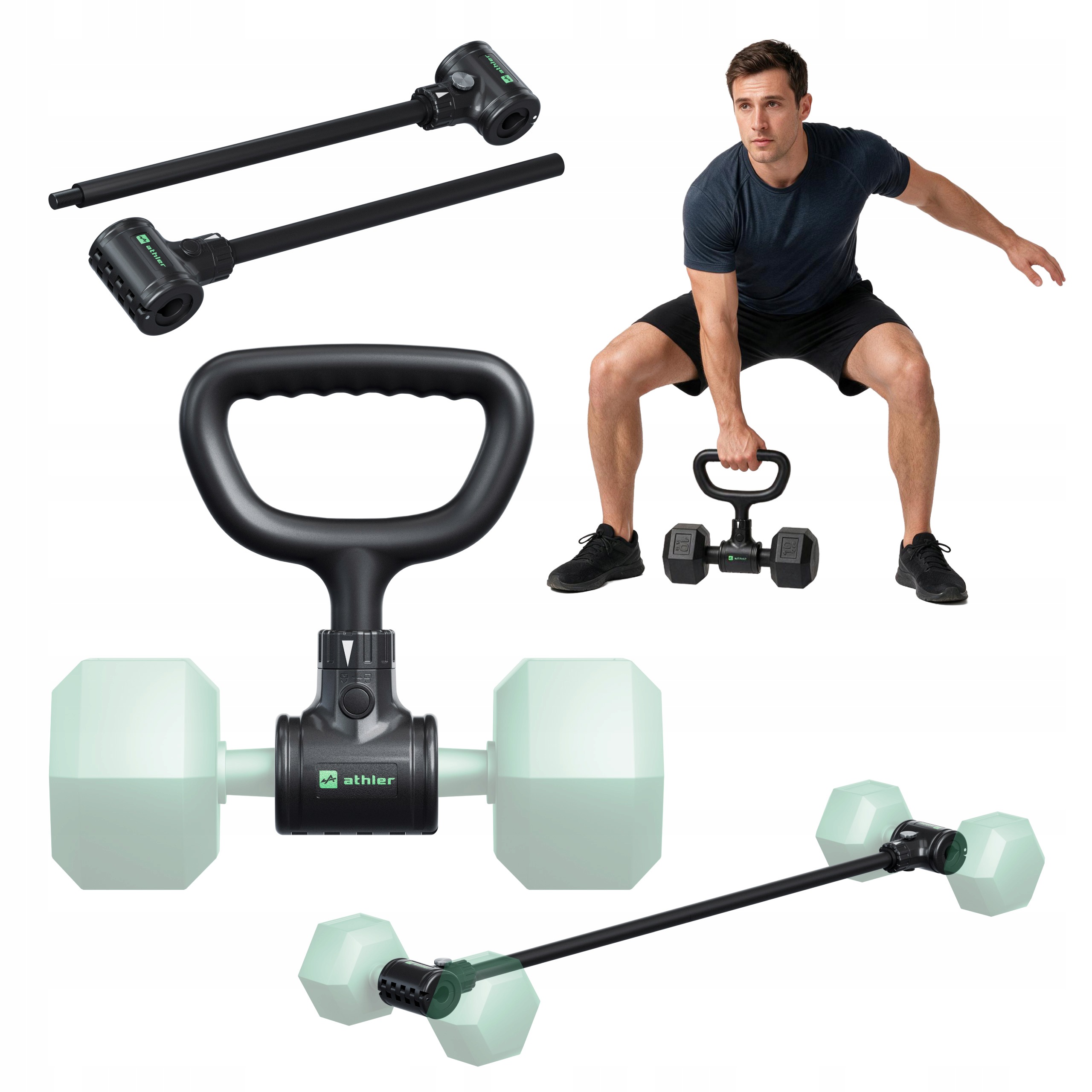 Adaptéry Kettlebelle 80KG Athler držáky Konvertor osa satanga činky
