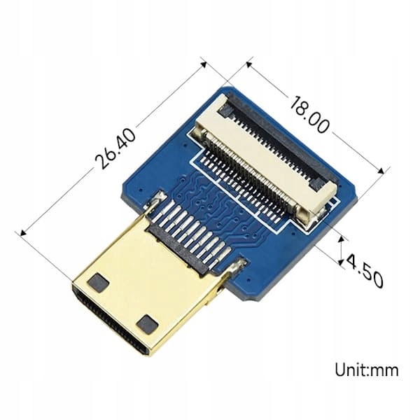 Adapter Mini HDMI na FFC Poziomy Stan opakowania oryginalne