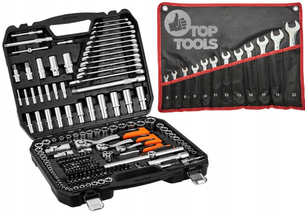 Neo Sada Kľúčov 220 Prvkov 1/2' 3/8' 1/4' Ploché Kľúče 6-22