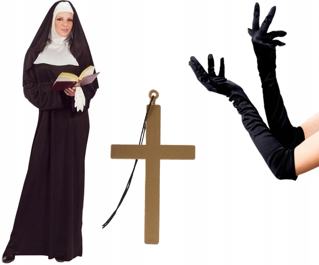 Sada jeptišky Kostým jeptišky Kříž Rukavice Halloween Horor Film