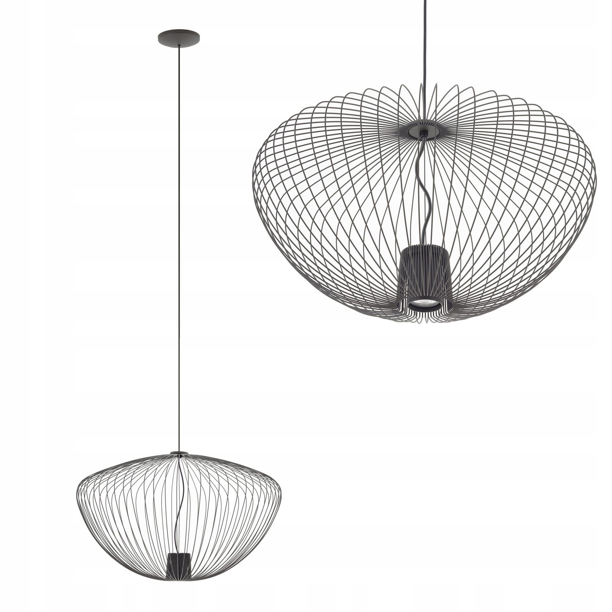 Lampa wisząca Pumpkin M szara ozdobny druciany klosz na GU10 Nowodvorski
