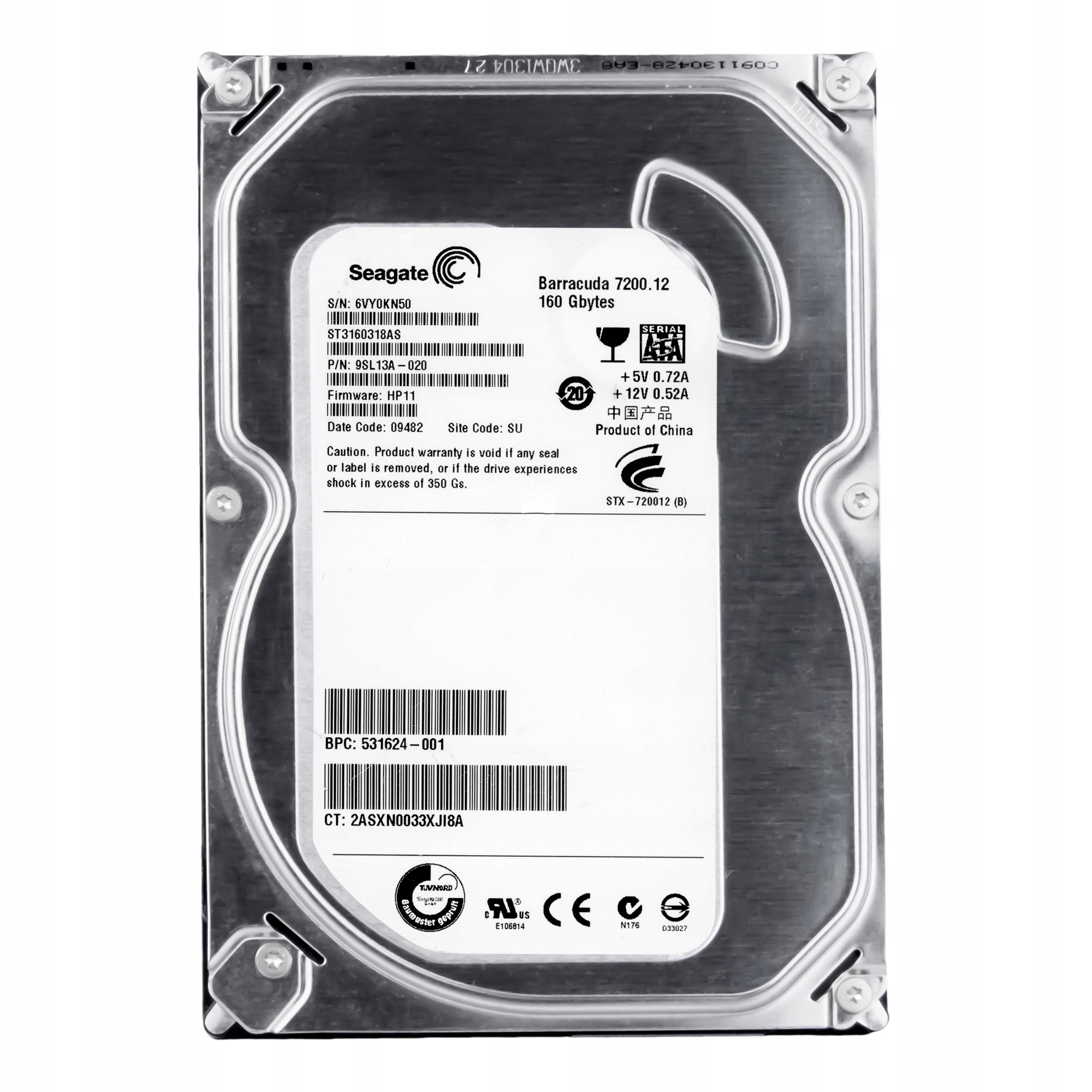 

Seagate 160GB 7.2K 8MB Sata II 3.5'' ST3160318AS