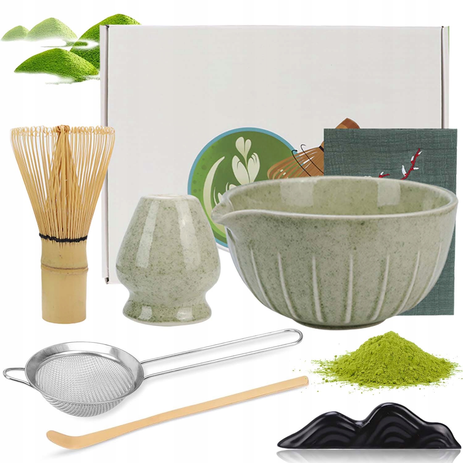 Japonská Sada Tradiční Matcha Chasen Chashaku Lžička Bamboo Whisk