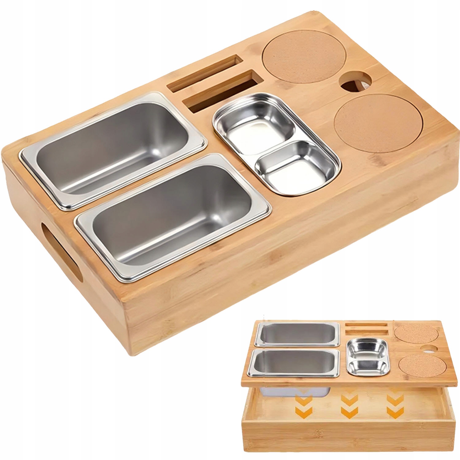 Nádoba na svačinu Bambusový podnos Organizér na pohovku pro dva Velký