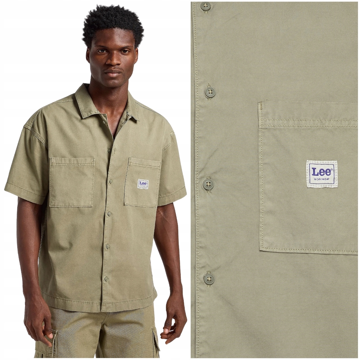 Lee Mechanic Shirt Workwear volná pánská bavlněná košile s krátkým rukávem, velikost M