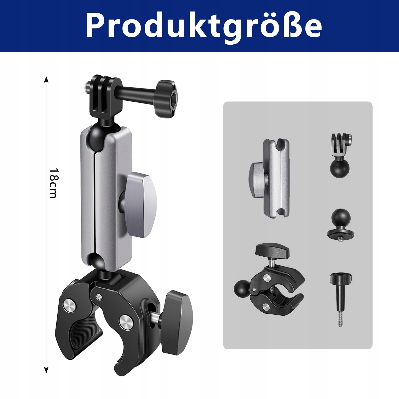Uchwyt Motocyklowy GoPro Insta360 DJI Dual 360 Kamera Rower Obrotowy VZU — miniatura 2