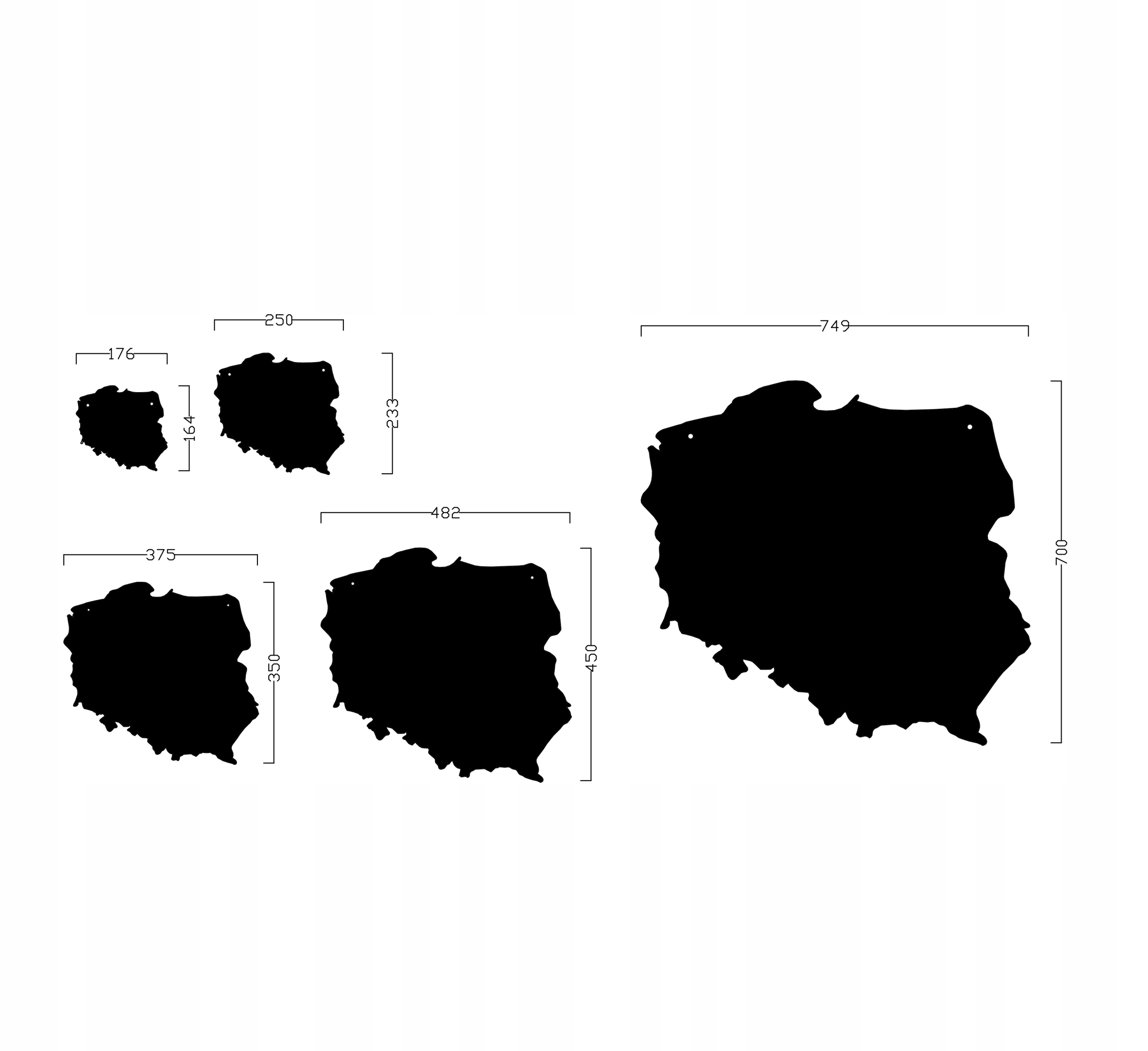 Tablica MAPA POLSKI magnesy kreda magnetyczna 45x48cm Szerokość produktu 48 cm