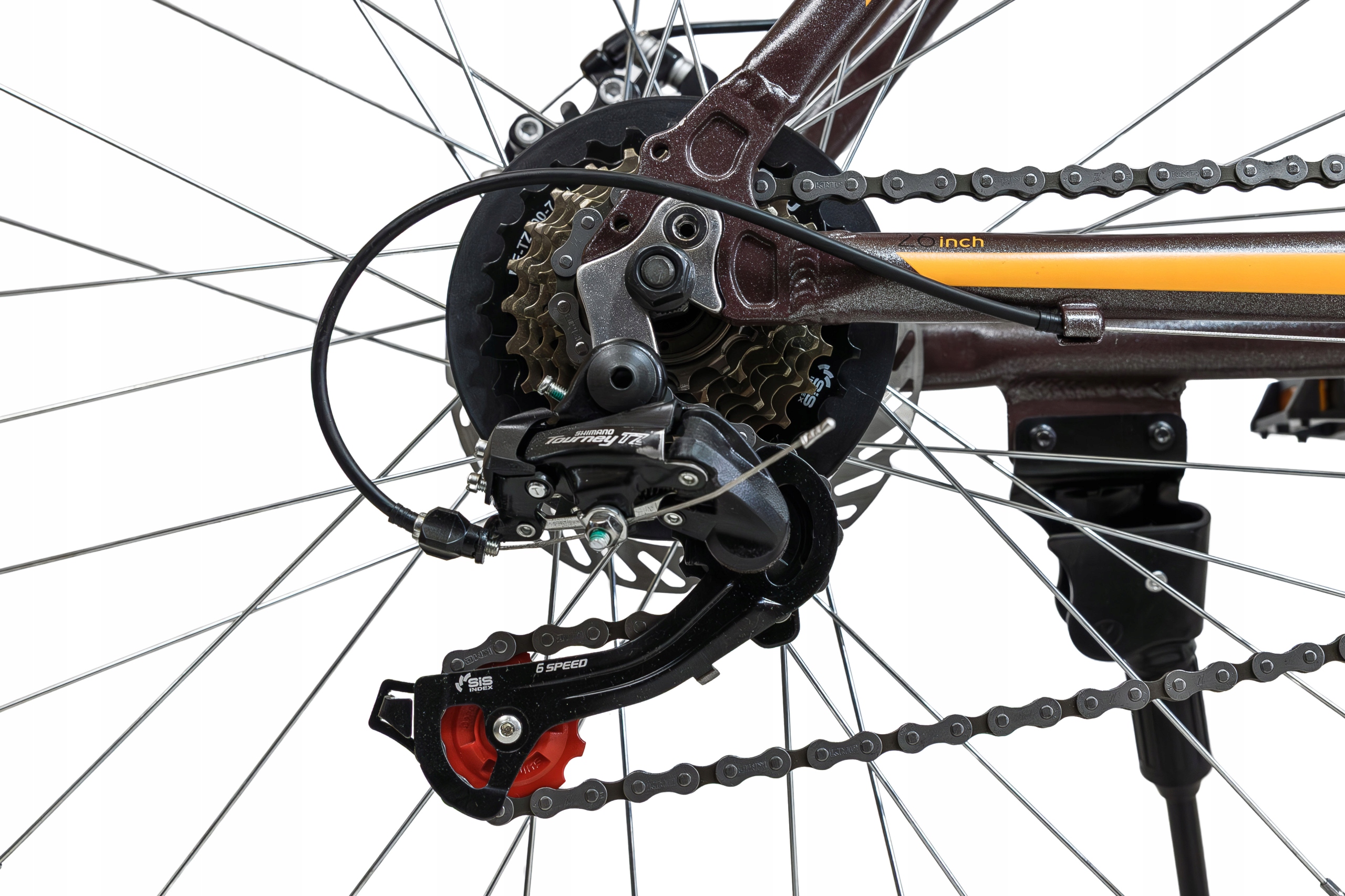 ROWER GÓRSKI MTB 26 CALI 21 BIEGÓW AMORTYZACJA HAMULCE TARCZOWE RAMA 18cali Liczba biegów 21