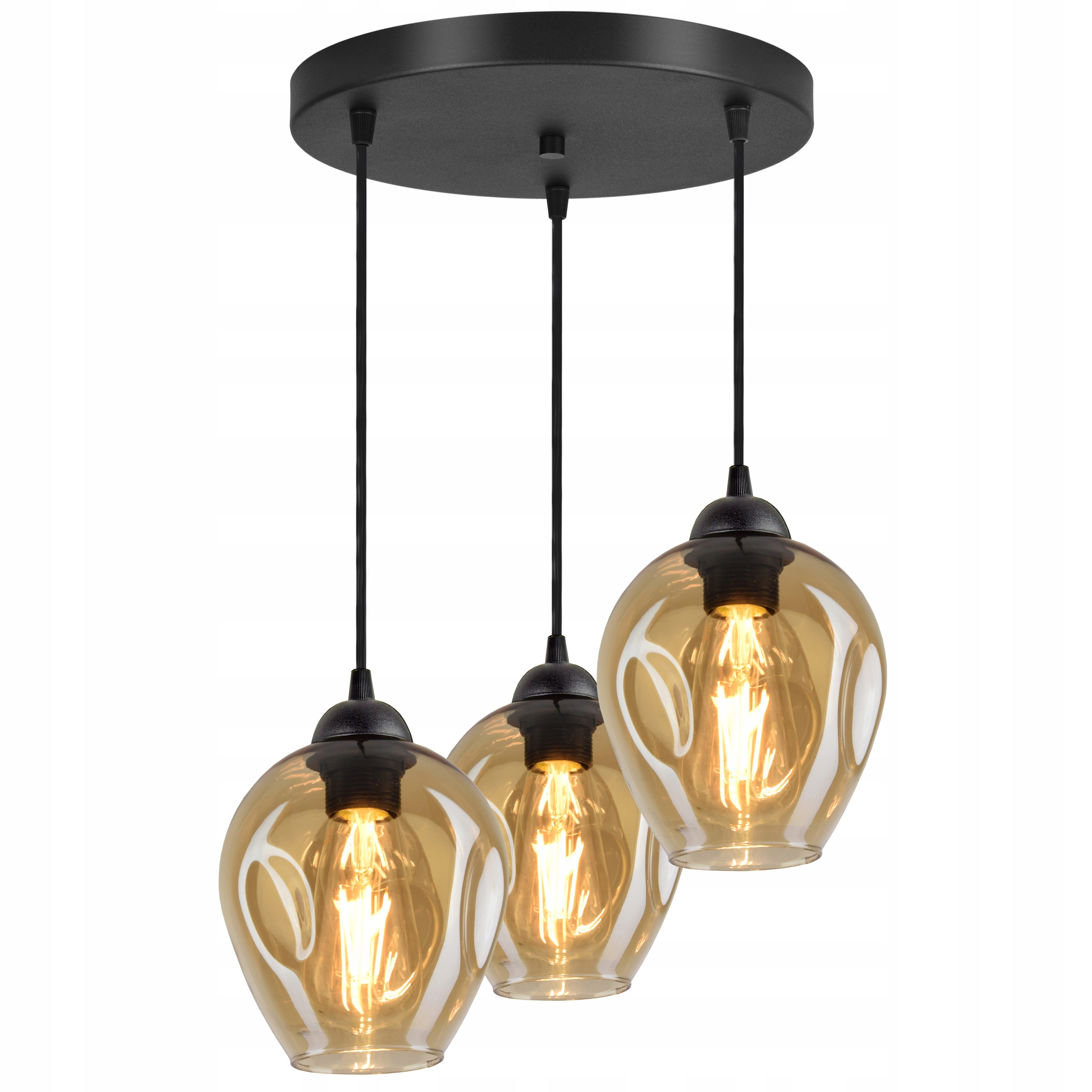 

Lampa Wisząca Żyrandol Plafon 3 Klosze Miód Led