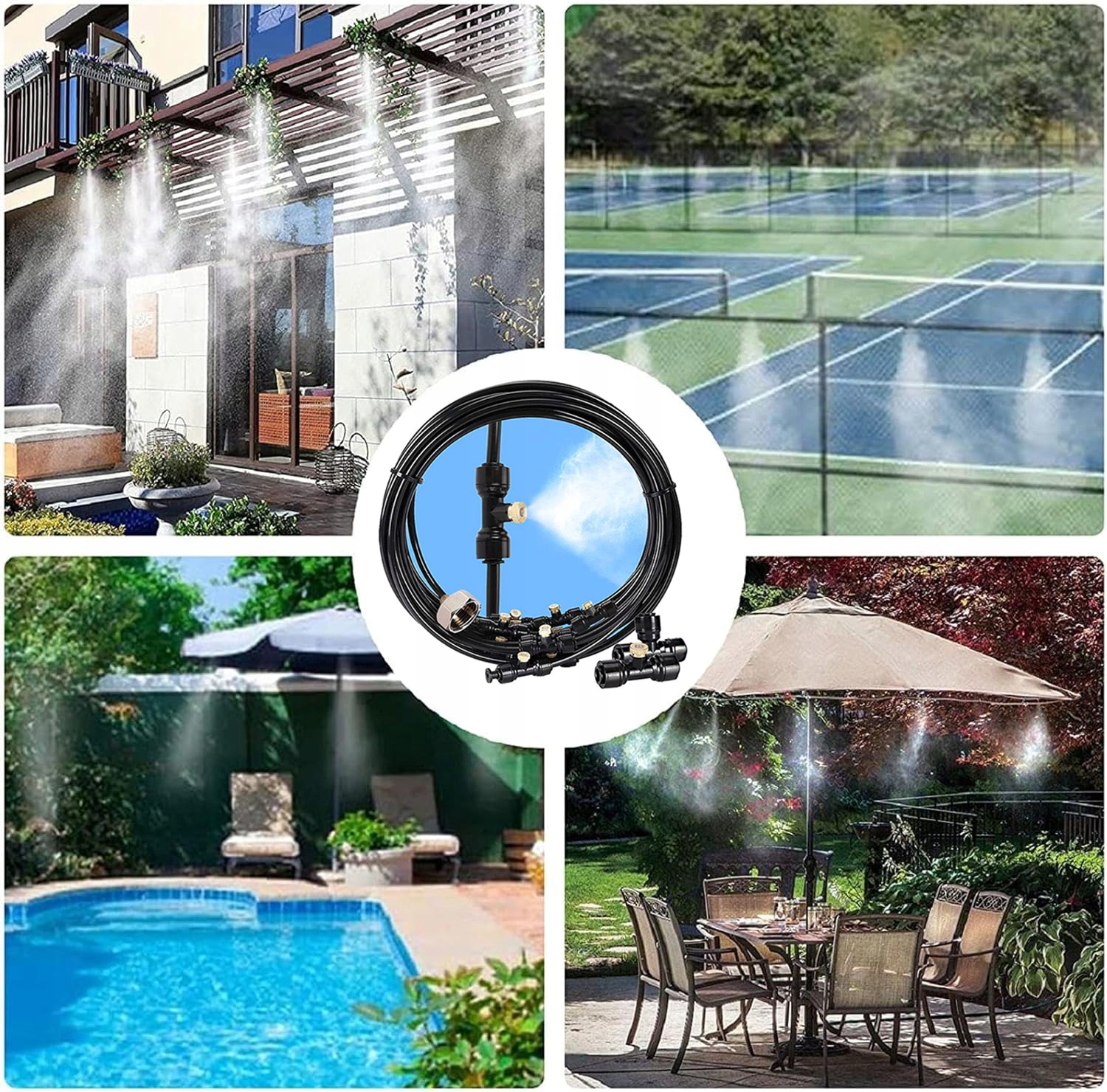 SYSTEM CHŁODZENIA MGŁĄ SYSTEM PODLEWANIA OGRODU ROZPYLACZE NA ZEWNĄTRZ 12m Marka Bedee