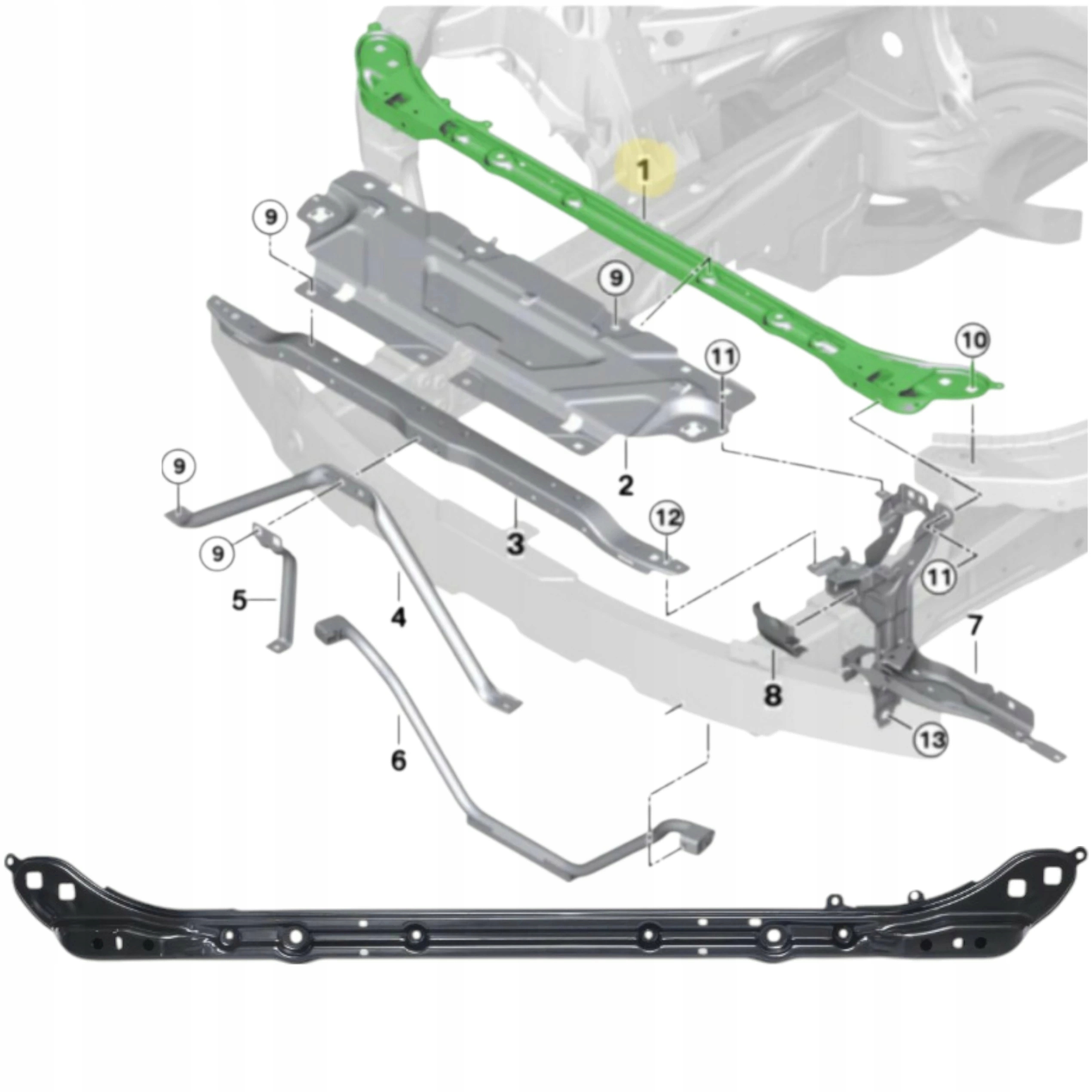 Nosník Horní zadní pás držák zesílení přední pás Bmw 3 G20 G21 2017+