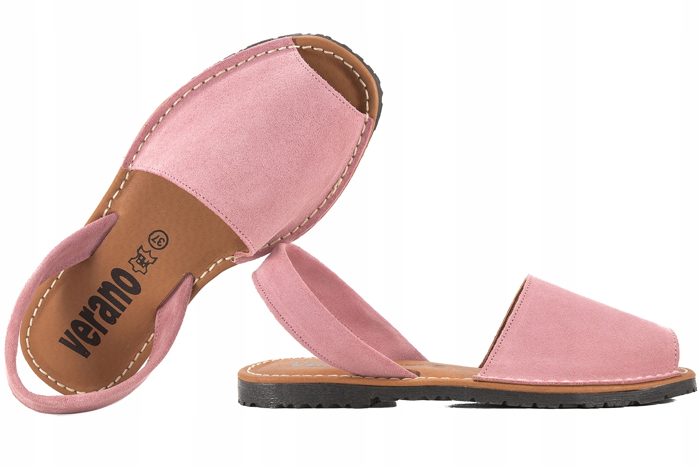 Verano 2202 Dámské Sandály Španělské Semišová Kůže růžové