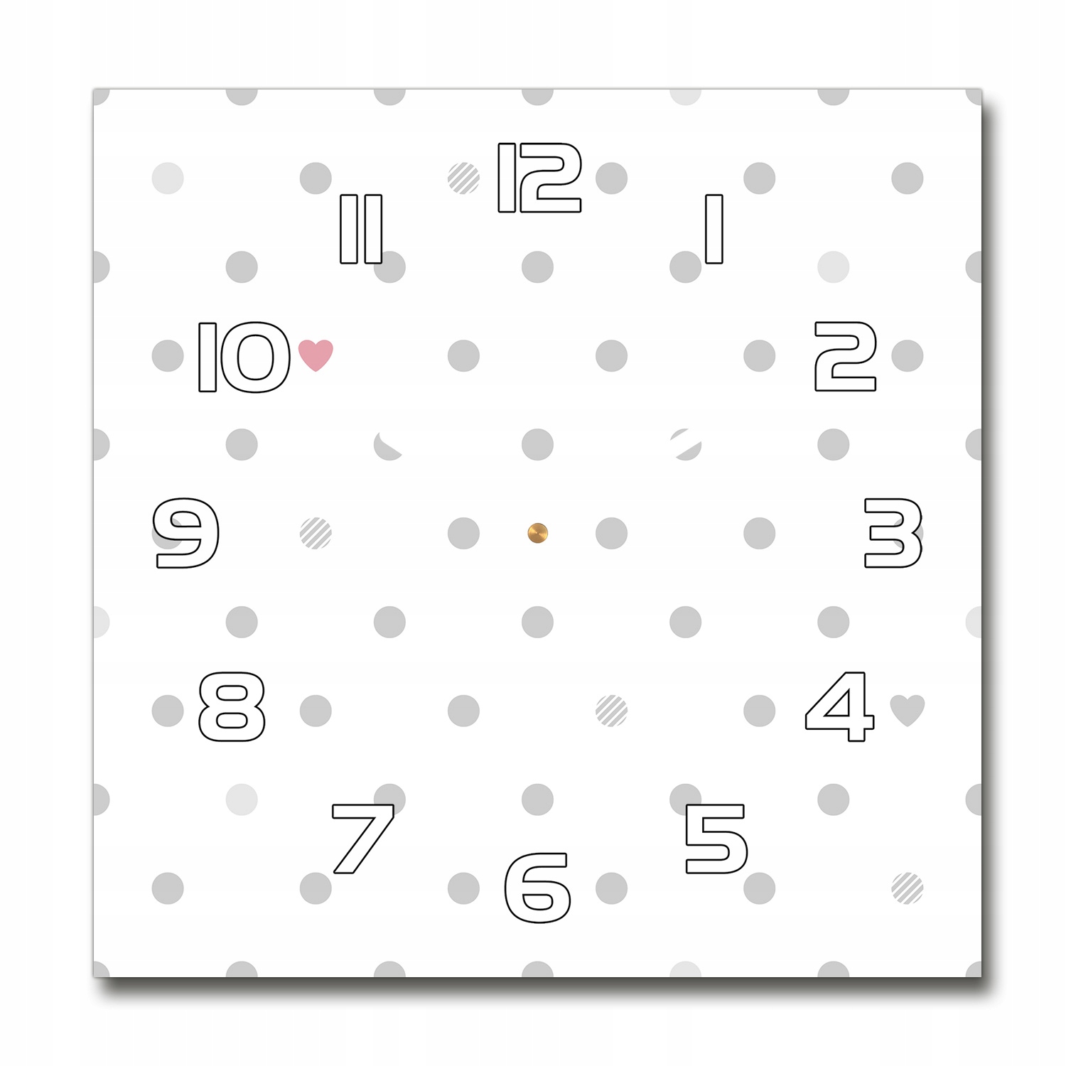 

Zegar szklany kwadratowy Kropki i serca 30x30 cm